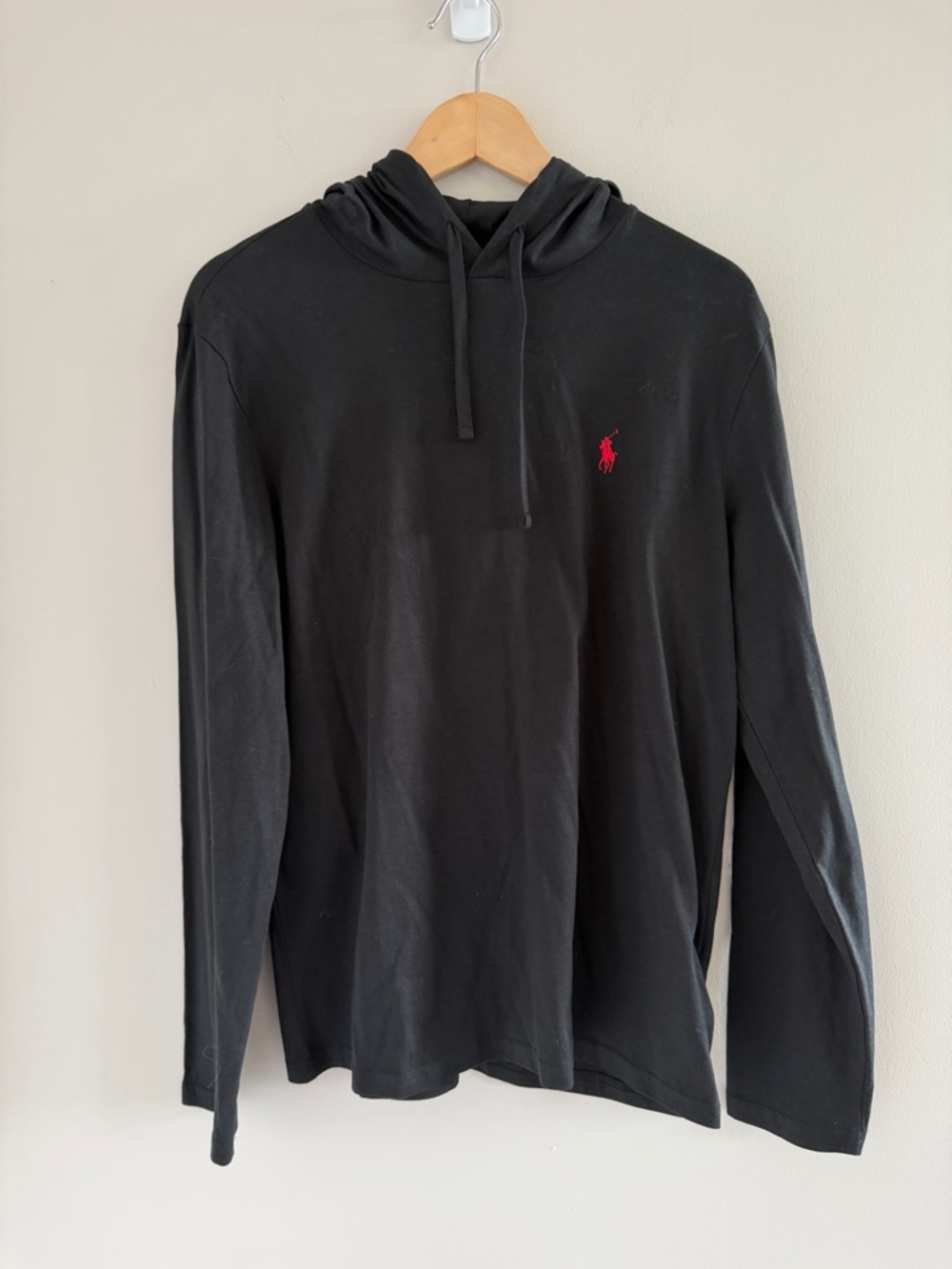 Polo Ralph Lauren Black Hoodie Long Sleeve Lightweight Pullover Preppy‎ Mens S